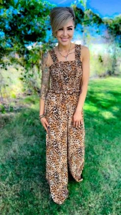 The ZigZag Stripe JUMPSUITS & ROMPERS Leopard Dinner Date Jumpsuit