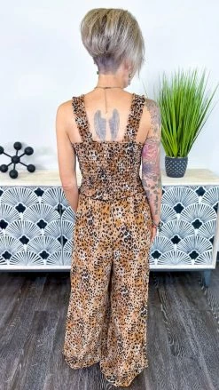 The ZigZag Stripe JUMPSUITS & ROMPERS Leopard Dinner Date Jumpsuit