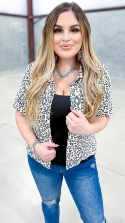 The ZigZag Stripe OUTERWEAR Leopard Let's Escape Denim Jacket