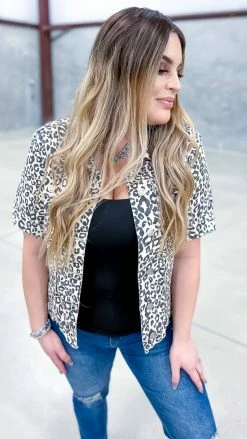 The ZigZag Stripe OUTERWEAR Leopard Let's Escape Denim Jacket