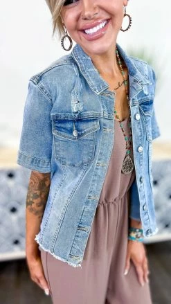 The ZigZag Stripe Let's Escape Denim Jacket