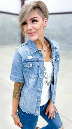 The ZigZag Stripe Let's Escape Denim Jacket