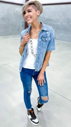 The ZigZag Stripe Let's Escape Denim Jacket