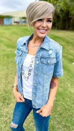 The ZigZag Stripe Let's Escape Denim Jacket