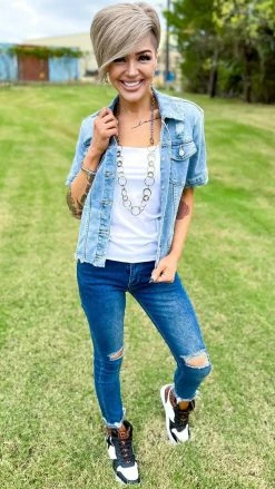 The ZigZag Stripe Let's Escape Denim Jacket