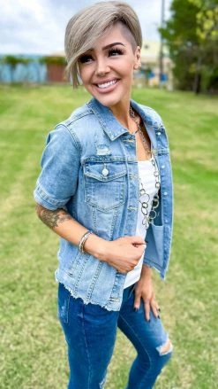 The ZigZag Stripe Let's Escape Denim Jacket