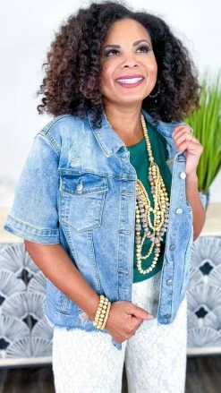 The ZigZag Stripe Let's Escape Denim Jacket