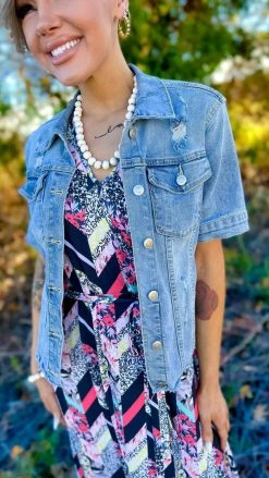 The ZigZag Stripe Let's Escape Denim Jacket