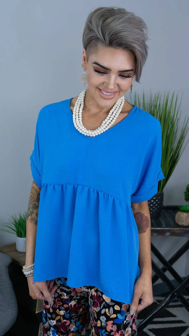 The ZigZag Stripe TOPS & TUNICS Light Cobalt City Sleek Top