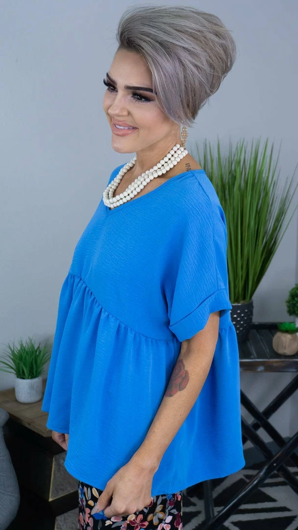 The ZigZag Stripe TOPS & TUNICS Light Cobalt City Sleek Top