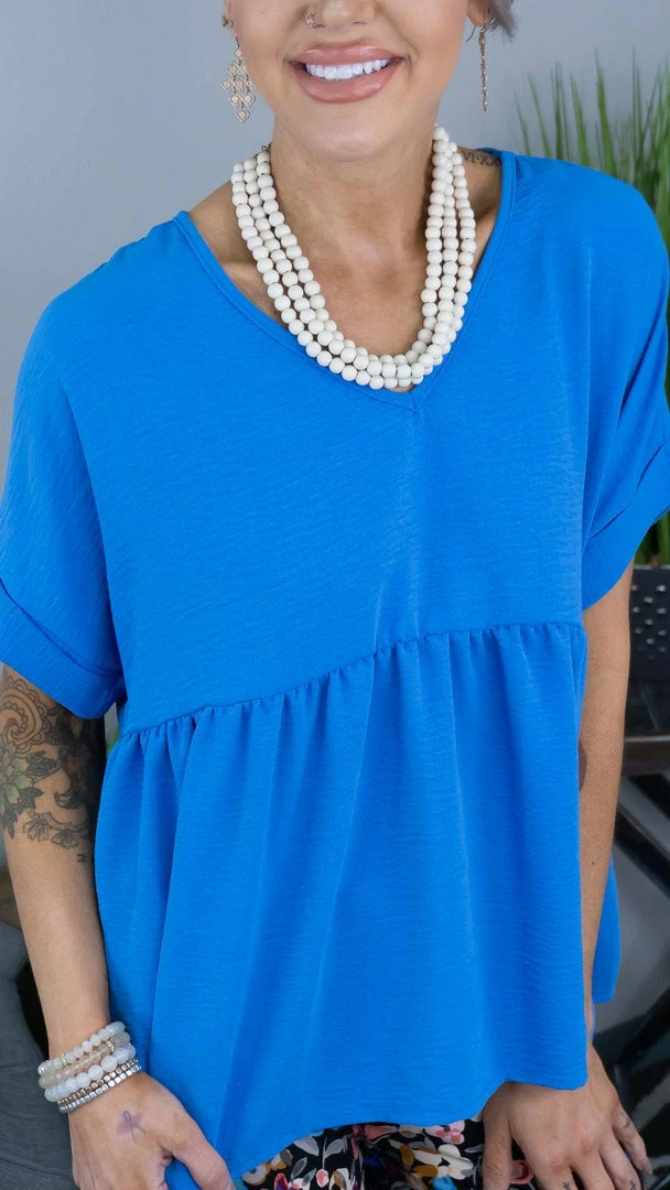 The ZigZag Stripe TOPS & TUNICS Light Cobalt City Sleek Top