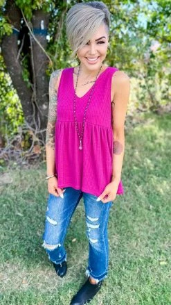 The ZigZag Stripe TOPS & TUNICS Magenta Enhanced View Top