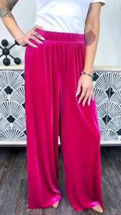 Zenana Magenta Flirt Alert Pants BOTTOMS