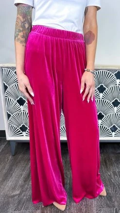Zenana Magenta Flirt Alert Pants BOTTOMS