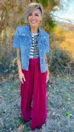 Zenana Magenta Flirt Alert Pants BOTTOMS