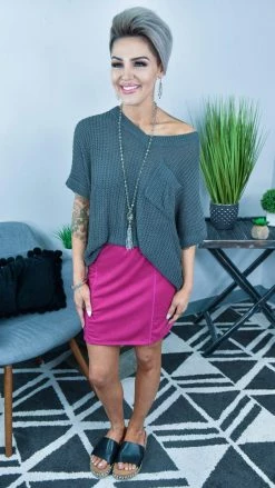 The ZigZag Stripe FINAL SALE // Magenta Flirting With Fate Skirt