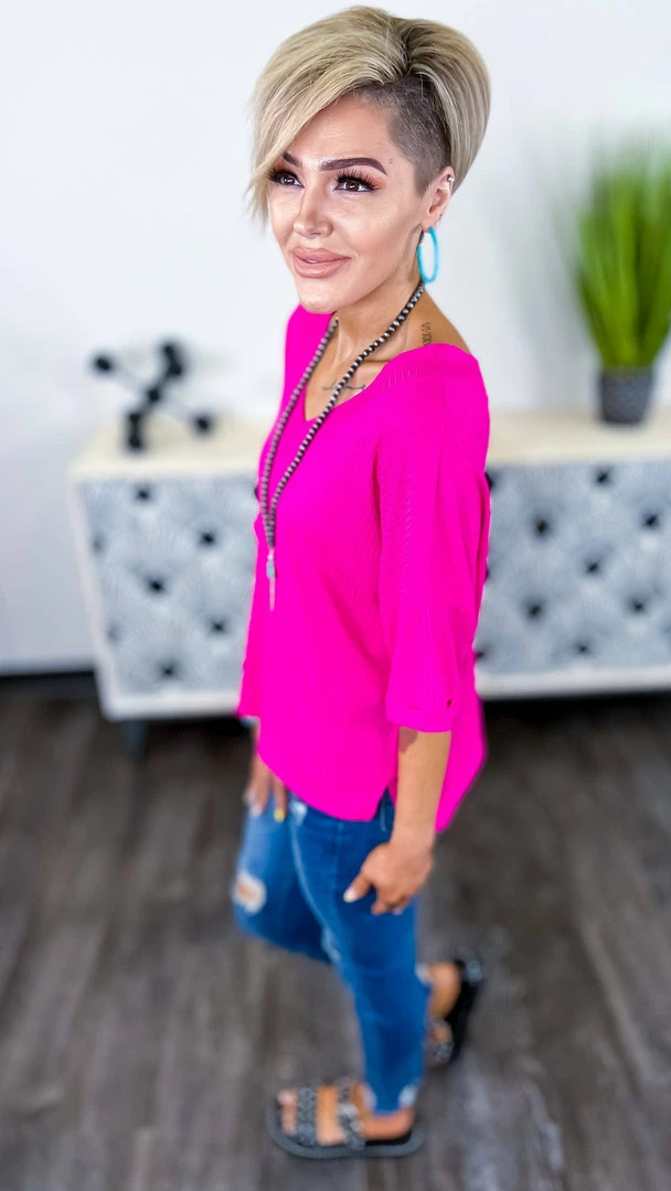 The ZigZag Stripe TOPS & TUNICS Magenta What Rules Top