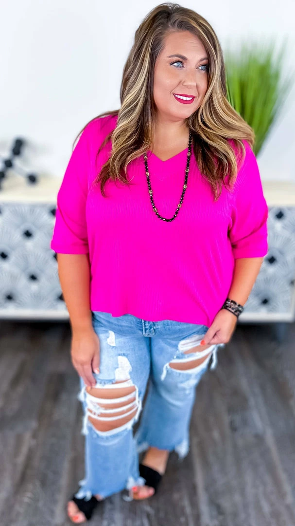 The ZigZag Stripe TOPS & TUNICS Magenta What Rules Top