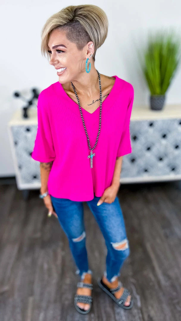 The ZigZag Stripe TOPS & TUNICS Magenta What Rules Top