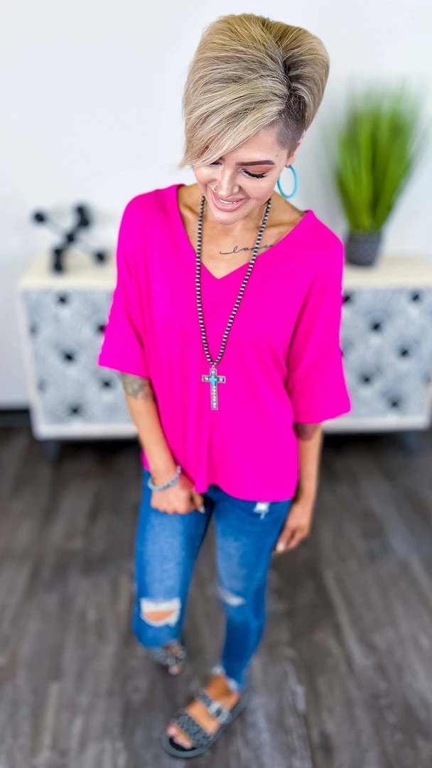 The ZigZag Stripe TOPS & TUNICS Magenta What Rules Top