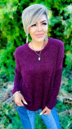 Southern Grace Maroon Utmost Comfort Sweater TOPS & TUNICS