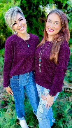 Southern Grace Maroon Utmost Comfort Sweater TOPS & TUNICS