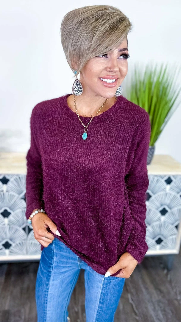 Southern Grace Maroon Utmost Comfort Sweater TOPS & TUNICS