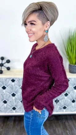 Southern Grace Maroon Utmost Comfort Sweater TOPS & TUNICS