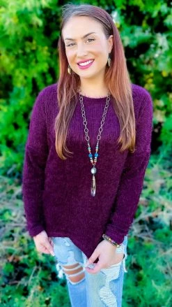 Southern Grace Maroon Utmost Comfort Sweater TOPS & TUNICS