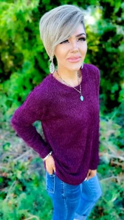 Southern Grace Maroon Utmost Comfort Sweater TOPS & TUNICS
