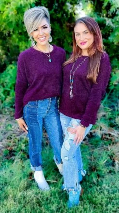 Southern Grace Maroon Utmost Comfort Sweater TOPS & TUNICS