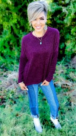 Southern Grace Maroon Utmost Comfort Sweater TOPS & TUNICS