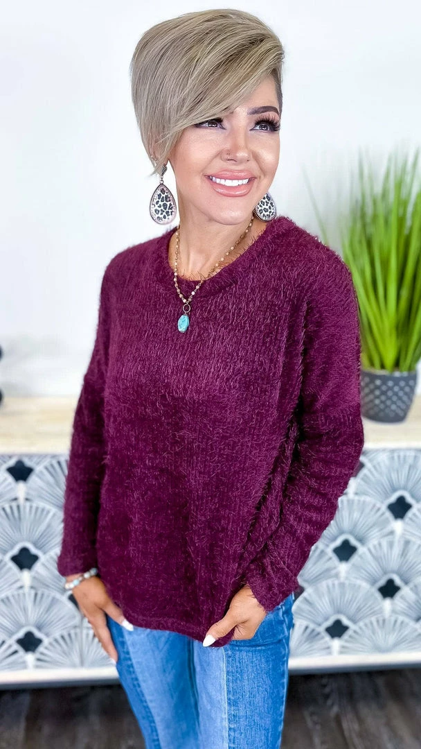 Southern Grace Maroon Utmost Comfort Sweater TOPS & TUNICS
