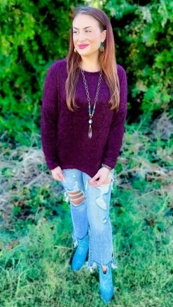 Southern Grace Maroon Utmost Comfort Sweater TOPS & TUNICS
