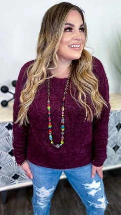 Southern Grace Maroon Utmost Comfort Sweater TOPS & TUNICS