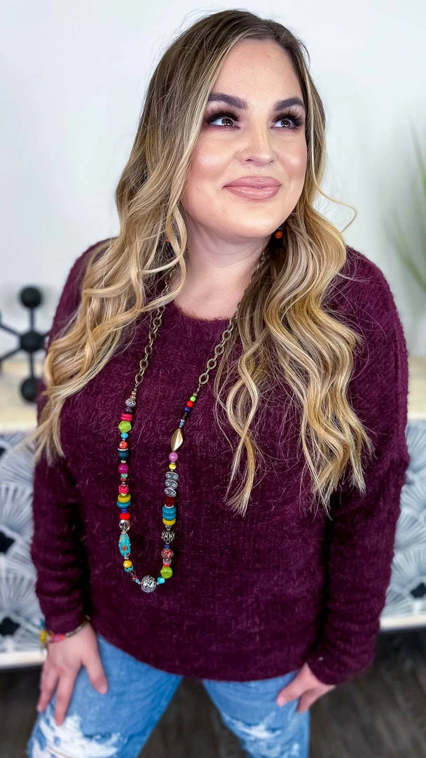 Southern Grace Maroon Utmost Comfort Sweater TOPS & TUNICS