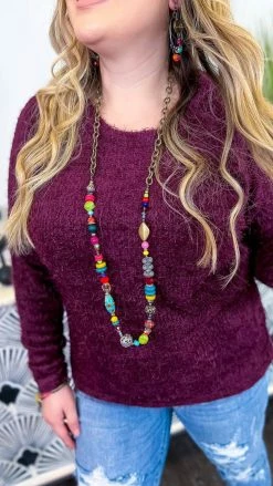 Southern Grace Maroon Utmost Comfort Sweater TOPS & TUNICS