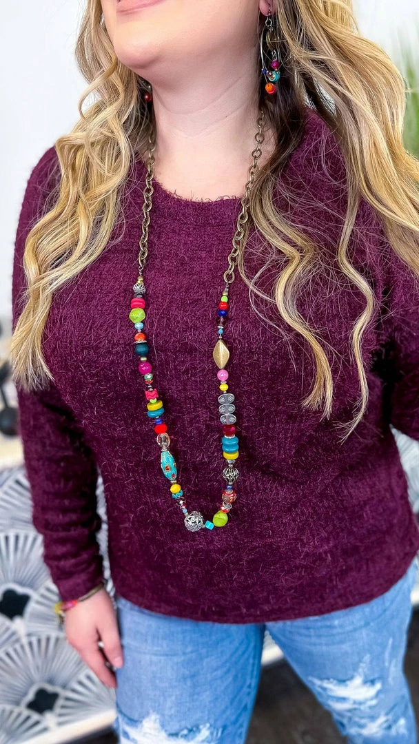 Southern Grace Maroon Utmost Comfort Sweater TOPS & TUNICS