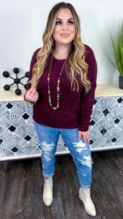 Southern Grace Maroon Utmost Comfort Sweater TOPS & TUNICS