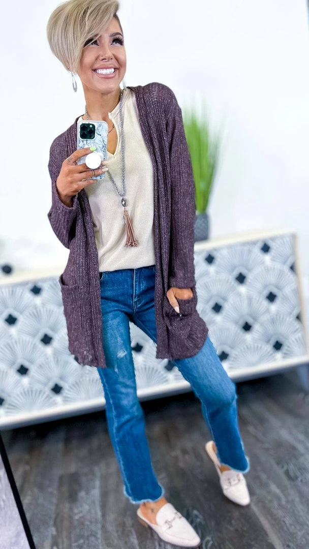 The ZigZag Stripe OUTERWEAR Marsala Fresh Start Cardigan