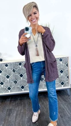 The ZigZag Stripe OUTERWEAR Marsala Fresh Start Cardigan