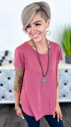 The ZigZag Stripe Marsala Short Notice Top [NO RETURNS]