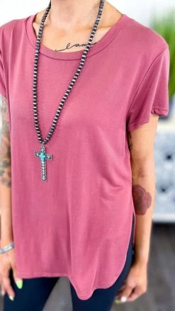 The ZigZag Stripe Marsala Short Notice Top [NO RETURNS]