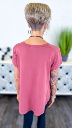 The ZigZag Stripe Marsala Short Notice Top [NO RETURNS]