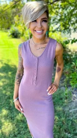 The ZigZag Stripe Mauve Rooftop Date Dress DRESSES