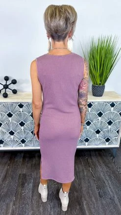 The ZigZag Stripe Mauve Rooftop Date Dress DRESSES