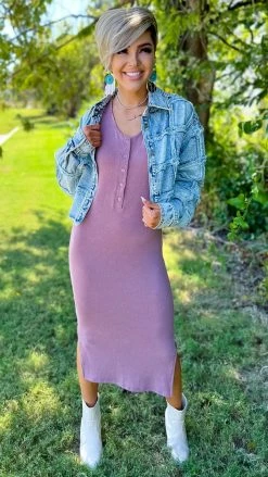 The ZigZag Stripe Mauve Rooftop Date Dress DRESSES