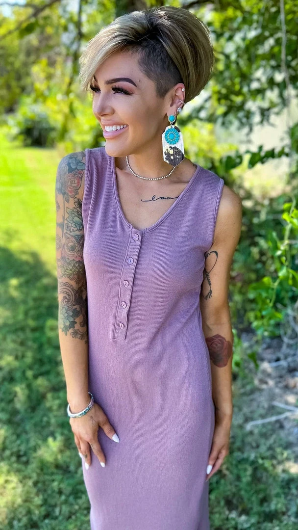 The ZigZag Stripe Mauve Rooftop Date Dress DRESSES