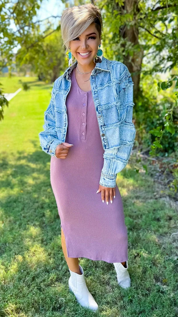 The ZigZag Stripe Mauve Rooftop Date Dress DRESSES