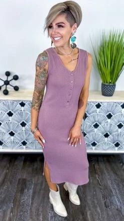 The ZigZag Stripe Mauve Rooftop Date Dress DRESSES